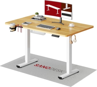 SANODESK Höhenverstellbarer Schreibtisch 110x60 cm mit KOMPLETTE TISCHPLATTE Schreibtisch Höhenverstellbar Elektrisch Ergonomischer Steh-Sitz Tisch Computertisch für Heimbüro Homeoffice(ahorn)