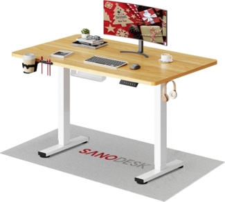 SANODESK Höhenverstellbarer Schreibtisch 110x60 cm mit KOMPLETTE TISCHPLATTE Schreibtisch Höhenverstellbar Elektrisch Ergonomischer Steh-Sitz Tisch Computertisch für Heimbüro Homeoffice(ahorn)