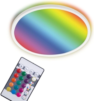 BRILONER Leuchten - LED Panel, Deckenleuchte dimmbar, Deckenlampe, RGB, Farbsteuerung, Backlight, inkl. Fernbedienung, 22 Watt, 2. 700 Lumen, 4. 000 Kelvin, Weiß, Ø 42cm