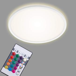 BRILONER Leuchten - LED Panel, Deckenleuchte dimmbar, Deckenlampe, RGB, Farbsteuerung, Backlight, inkl. Fernbedienung, 22 Watt, 2. 700 Lumen, 4. 000 Kelvin, Weiß, Ø 42cm