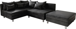 DELIFE Eckcouch Clovis Anthrazit Antik Optik mit Hocker Ottomane Links Ecksofa modular