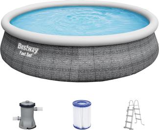 Fast Set™ Aufstellpool-Set mit Filterpumpe Ø 457 x 107 cm, Rattan-Optik (Schiefergrau), rund