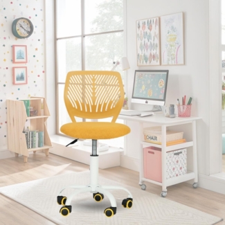 FurnitureR Bürostuhl, ergonomisch, drehbar, höhenverstellbar, für Computer, Rollen mit 5 Armen, Stühle und Hocker zu Hause, Arbeitssitz, Candy Gelb