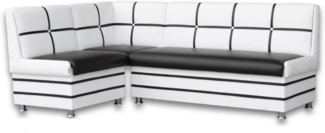 Rodnik Eckbank "Korsika MAXI", Schwarz Weiß, gepolstert, mit Stauraum und Ablage, mit Rueckenlehne, Rechtsseitig und Linksseitig montierbar, Kunstleder, Spanplatte, 213x142 cm