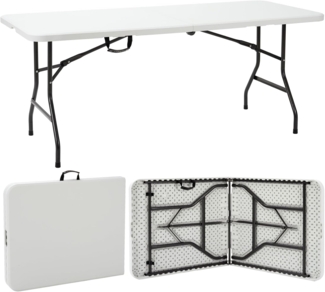 Velway Gartentisch klappbar 180x74 cm Buffettisch - Schneller Einsatz Klapptisch für 6-8 Personen Kunststoff Campingtisch Partytisch mit Tragegriff für Garten Terrasse und Balkon Zusammenklappbar Weiß