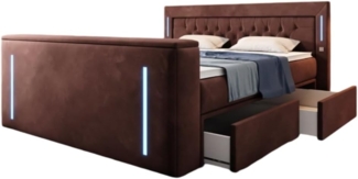 Boxspringbett Divaneo mit TV Lift und Stauraum 200x200 Braun H4