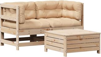 vidaXL 3-tlg. Garten-Lounge-Set mit Kissen Massivholz Kiefer 3250756