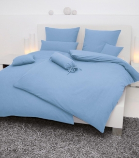 Hochwertige Janine Soft-Seersucker Bettwäsche PIANO | Verschiedene Grössen und Farben 200x220 / 2x 80x80 cm bleu (22)