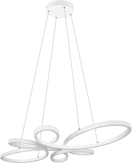 Große LED Pendelleuchte FLY geschwungen Weiß, Breite 83cm