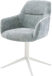 Drehstuhl Pejo-Flex Chenille Pastellblau Fußkreuz Weiß 360° drehbar Wippfunktion Taschenfederkern