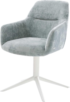 Drehstuhl Pejo-Flex Chenille Pastellblau Fußkreuz Weiß 360° drehbar Wippfunktion Taschenfederkern