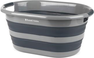 Russell Hobbs LA053879GRYEU Wäschekorb aus Kunststoff, oval, faltbar, 27 l, Schwarz-Grau, 62. 5L x 45W x 28H cm