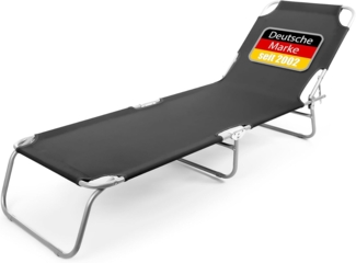 BigDean Sonnenliege klappbar 150 kg belastbar mit 4-fach verstellbarer Rückenlehne – hochwertige Gartenliege für Balkon, Garten & Strand - schwarz