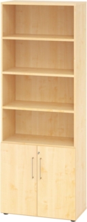 bümö Aktenregal & Schrank abschließbar, Büroschrank Regal Kombination Holz 80cm breit in Ahorn - abschließbarer Schrank für's Büro & Arbeitszimmer, Büro Möbel Ordnerschrank, 968T2-3-3-BS