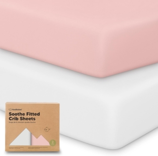 Baby Spannbettlaken 70x140 - Baby Bettwäsche Spannbetttuch, 2er Pack Bettlaken Babybett, Spannbettlaken Kinderbett, Spannbettlaken für Babybetten, Baumwolle Bettlaken Kinderbett (Rose)