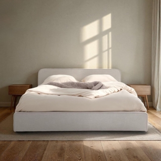 IDIMEX Polsterbett MARINI, Einzelbett 120x200 cm mit Lattenrost und Kopfteil Stoffbezug hellgrau