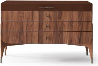 Casa Padrino Luxus Massivholz Kommode mit 4 Schubladen Braun / Dunkelbraun 123 x 60 x H. 82 cm - Schlafzimmer Kommode - Schlafzimmer Möbel - Luxus Möbel - Luxus Einrichtung - Möbel Luxus
