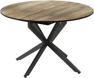 Esstisch Loyd Eiche rustikal/Schwarz 120 x 120 cm ausziehbar Vicco