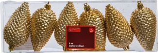 TrendLine Zapfen 6 Zapfen in Gold Weihnachtsbaum Weihnachtsdekoration Deko