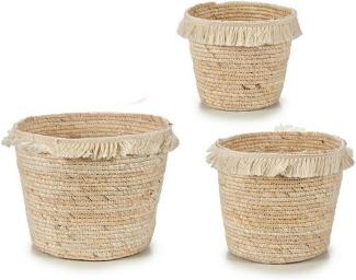Blumentopf Beige Stoff Stroh Naturbraun (3 pcs)