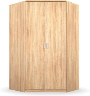 Rauch Möbel Bremen Eckschrank Kleiderschrank Schrank in Eiche Sonoma 2-türig inklusive Zubehörpaket Basic 1 Kleiderstange, 9 Einlegeböden BxHxT 117 x 199 x 117 cm
