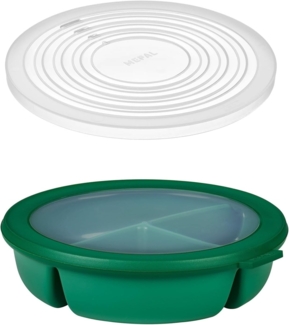Mepal | Bento-Schüssel Starter-Set | inkl. Mikrowellendeckel | Multischale mit 3 Fächern | rund Cirqula | Frischhaltedose luftdicht | Meal-Prep-Boxen & Vorratsdosen | Vivid Green