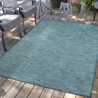 Carpet City Outdoorteppich PALM 2778, rechteckig, Höhe: 5 mm, Läufer, Wetterfest & UV-beständig, für Balkon, Terrasse, Küche, flach