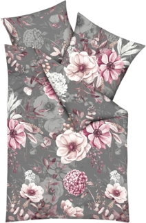 JACK Bettwäsche 155x220 cm Gabriella Blütenmeer Rosé Anthrazit Kaeppel, Biber, 2 teilig, Blütentraum, Blumenmeer