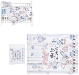 Chipolino Babybettwäsche 3-teilig, Decke 130 x 100 cm, Kissen 45 x 35 cm, Laken hellblau