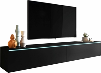 Selsey TV Schrank Board Sideboard Fernsehtisch Fernsehschrank 180 cm Hängend Oder Stehend Schwarz Graphit Kane