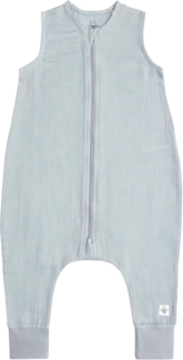LÄSSIG Kinder Schlafoverall ärmellos 1,0 TOG atmungsaktiv aus Musselin GOTS Zertifiziert/Sleeping Jumper Powder Blue, Größe 86/92