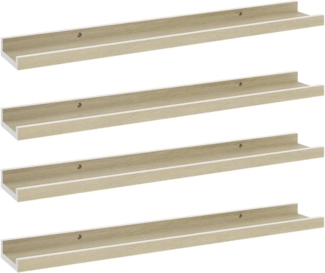 vidaXL Wandregale 4 Stk. Weiß und Sonoma-Eiche 60x9x3 cm 326695