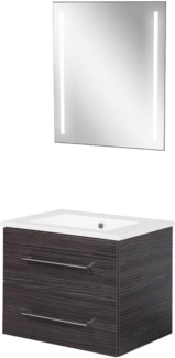 FACKELMANN B.PERFEKT Waschtisch Set mit Spiegel 62 cm breit, Anthrazit, Waschbecken Keramik Weiß