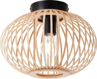 Lightbox Deckenleuchte, ohne Leuchtmittel, Deckenlampe, 30 cm, E27, Bambus/Metall, natur/schwarz