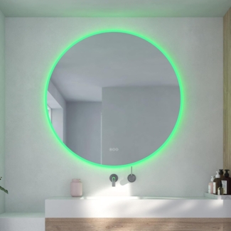 Loevschall Johannesburg LED-Badspiegel mit RGB Beleuchtung, 100 cm, RGB Spiegel, Smart Mirror mit RGB Licht & Weißlicht, Touch-Steuerung, Badspiegel mit Front- und Hintergrundbeleuchtung, CRI 95