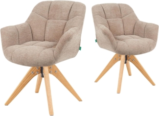 DUBI Möbel Drehstuhl Mika-Nele 2er-Set, Eiche geölt, 360° drehbar im 2er-Set