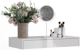 Wandregal Sherry Weiß/Weiß Hochglanz 81.4 x 12 cm mit Schublade Vicco