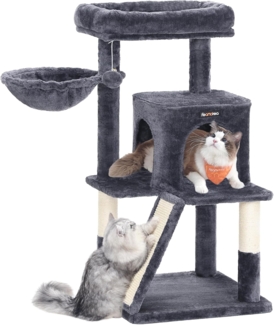 FEANDREA Kratzbaum, Katzenbaum,mit großer Aussichtsplattform,Kratzbrett,96cm