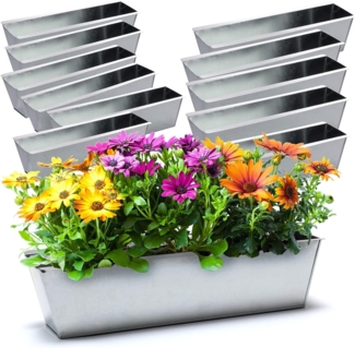 BigDean 12er Set Zink Paletten Blumenkästen - Einsatz 38cm groß silber - aus Metall verzinkt - Zinkkasten Pflanzkasten Balkonkasten Blumentopf für Europaletten