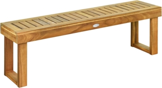 FANTASK Sitzbank ohne Rückenlehne, 2-Sitzer Gartenbank wetterfest, Parkbank, Balkonbank aus Massivholz bis 360kg belastbar, Holzbank für Garten, Balkon & Terrasse, 132 x 34 x 43,5 cm