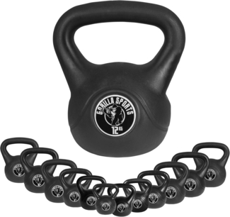 GORILLA SPORTS Kettlebell Einzeln/Set, mit/ohne Ablage, Kunststoff Kugelhantel, Schwunghantel
