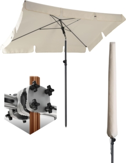 4smile Sonnenschirm Balkon SunnyShade - Sonnenschutz Balkon 3-in-1 SET, Beige - UPF 50+ Sonnenschirm rechteckig 200x125 cm + Sonnenschirmhalter Balkongeländer SunnyGuy + Sonnenschirmhülle