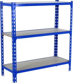 Simonrack Schwerlastregal, Lagerregal, 90 x 110 x 50 cm, Metallregal, Kellerregal, Biegestelle 200 kg, 3 Holzfachböden, Blau/Holz - Maderclick