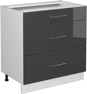 Vicco Küchenschrank Küchenmöbel Küchenzeile Fame-Line modern Küche Einbauküche Blende Unterschrank Hochschrank Hängeschrank (Weiß-Anthrazit Hochglanz, Schubladenunterschrank 80 cm)