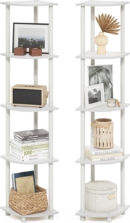 Furinno Turn-N-Tube 5-stufiges Eckregal-Mehrzweckregal, Weiß/Weiß, 2er-Set