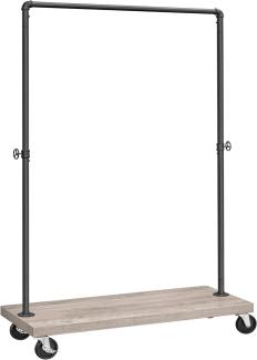 Vasagle Schwerlast-Kleiderständer, 90 kg Gesamtbelastung, Kleiderständer mit 98,5 cm Kleiderstange, Kleiderständer mit Ablagefach, Industrie, greige-schwarz HSR065B02