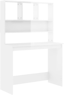 vidaXL Schreibtisch mit Regal Hochglanzweiß 102x45x148cm Holzwerkstoff 823002