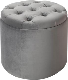 riess-ambiente. de Eleganter Hocker MODERN BAROCK 50cm Silbergrau Samt Couchtisch Tisch Aufbewahrungskorb Sitzhocker