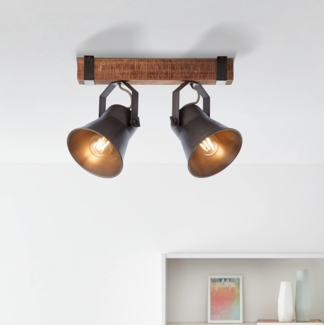 Lightbox Deckenstrahler, ohne Leuchtmittel, 2 flammige Deckenleuchte - Spotbalken mit schwenkbaren Köpfen Schwarz