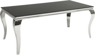 riess-ambiente Esstisch MODERN BAROCK 180cm schwarz, Tischplatte aus Opalglas · Edelstahl-Beine